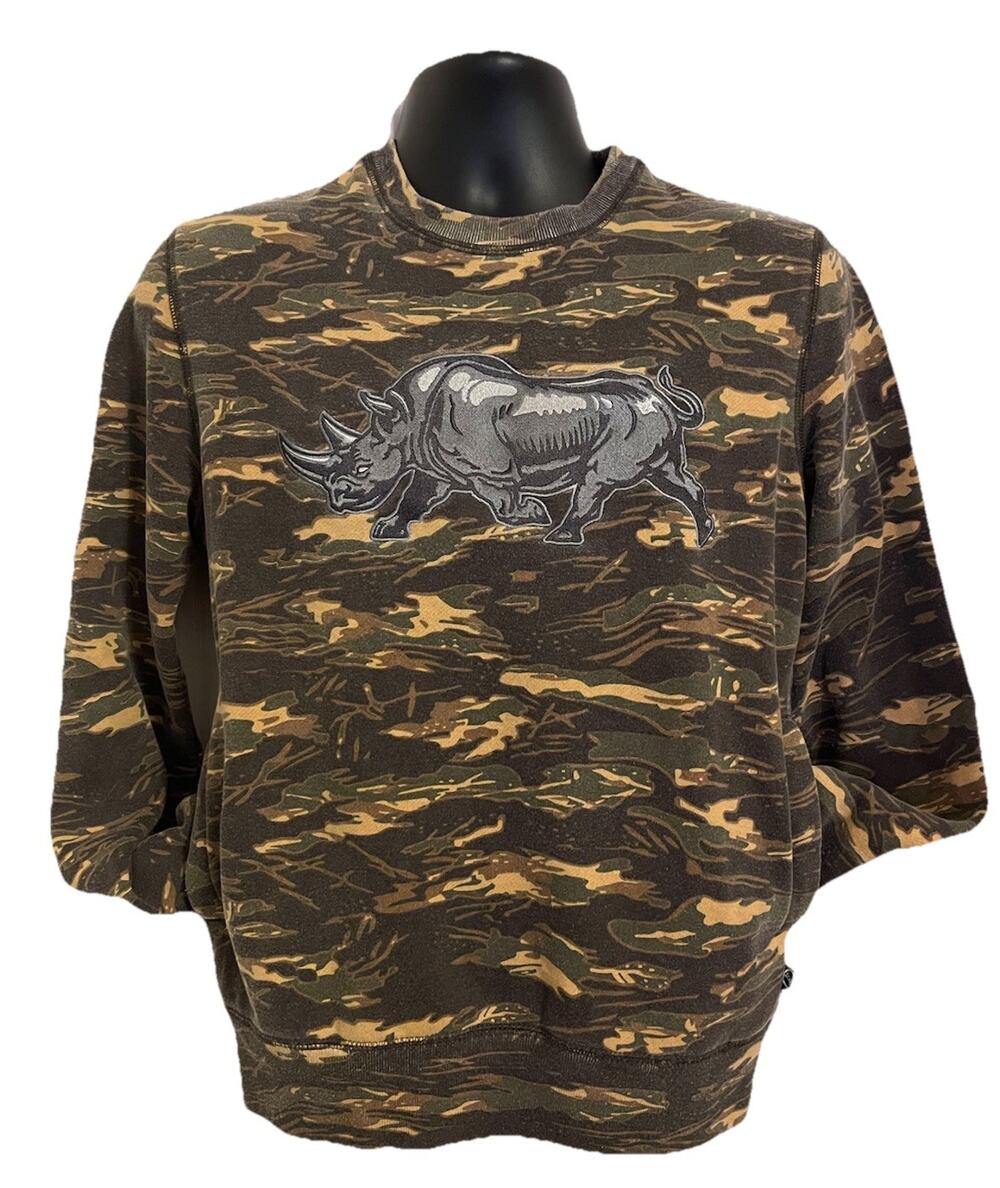 VTG Y2K ECKO UNLTD Camouflage Embroidered Rhino Faded Crewneck Sweatshirt XS